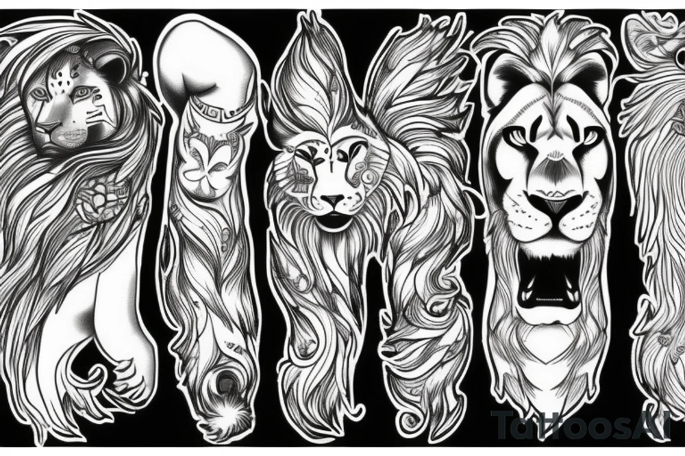 Half lion half human tattoo idea