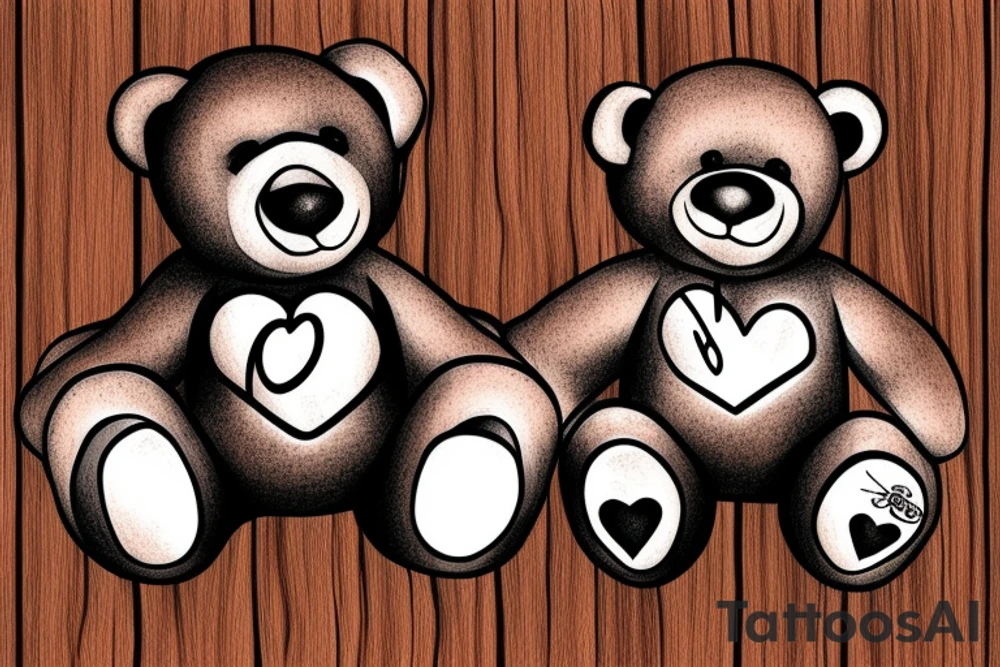 Teddy bear written "Wavhudi 08.01.21." tattoo idea