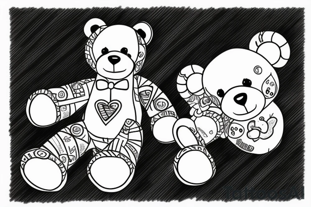 Teddy bear written "Wavhudi 08.01.21." tattoo idea