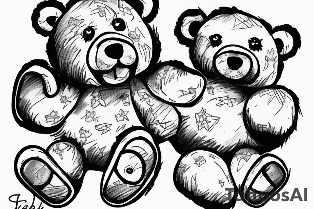 Teddy bear written "Wavhudi 08.01.21." tattoo idea