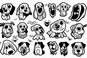A dog dressed as a ghost for halloween tattoo idea