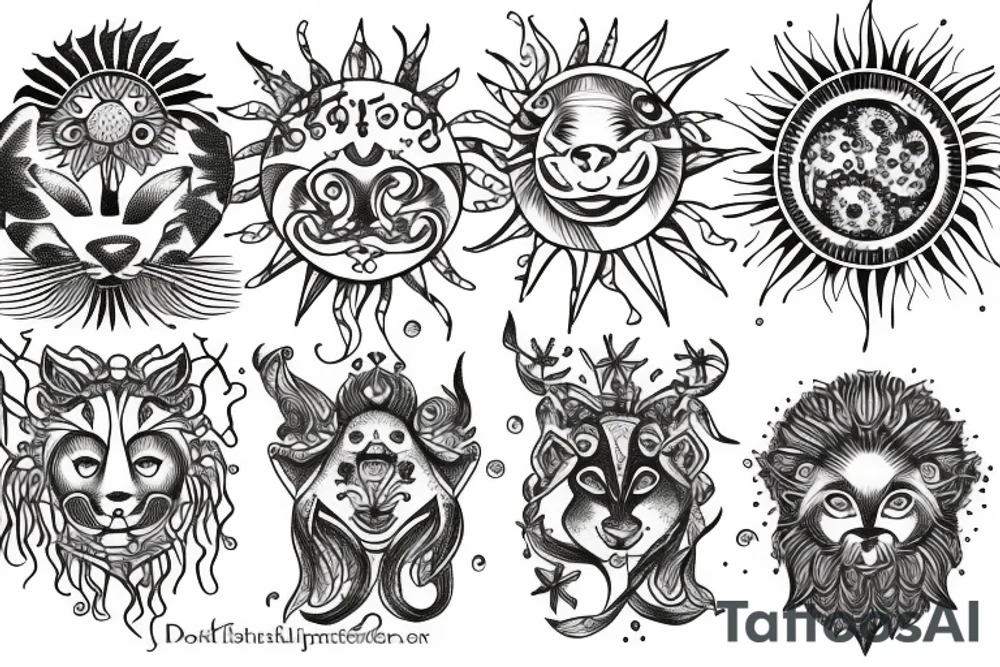 Leo zodiac with a sun tattoo idea