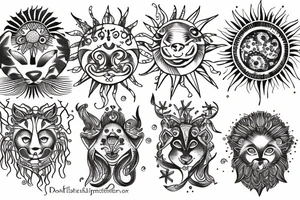 Leo zodiac with a sun tattoo idea
