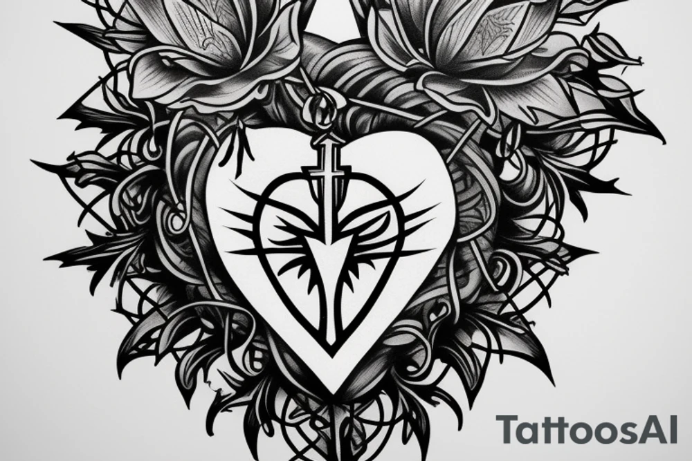 Sacred heart with thorns tattoo idea