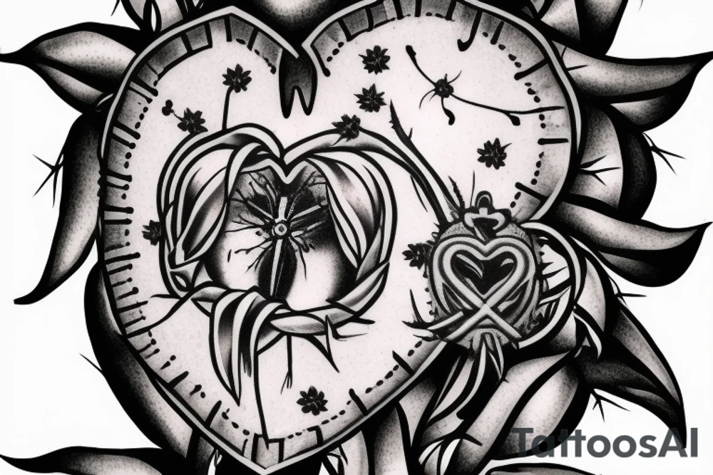 Sacred heart with thorns tattoo idea