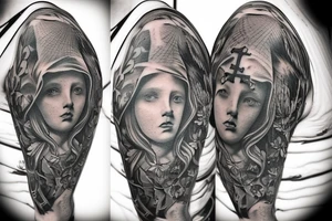 Realism tattoo for the shoulder. Renaissance, Dark, Christianity, Religion. tattoo idea