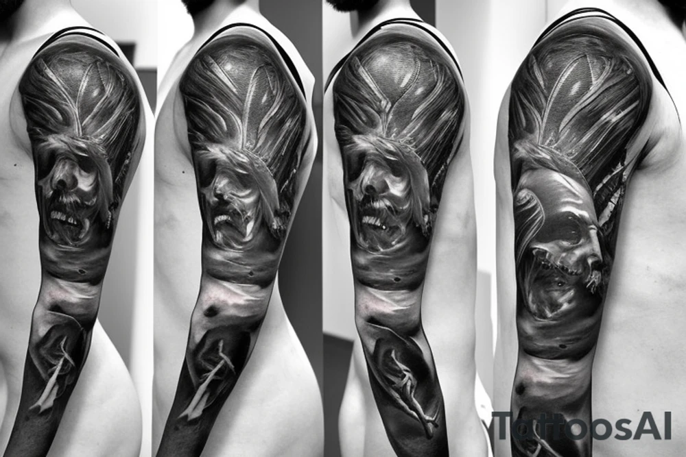 Realism tattoo for the shoulder. Renaissance, Dark, Christianity, Religion. tattoo idea