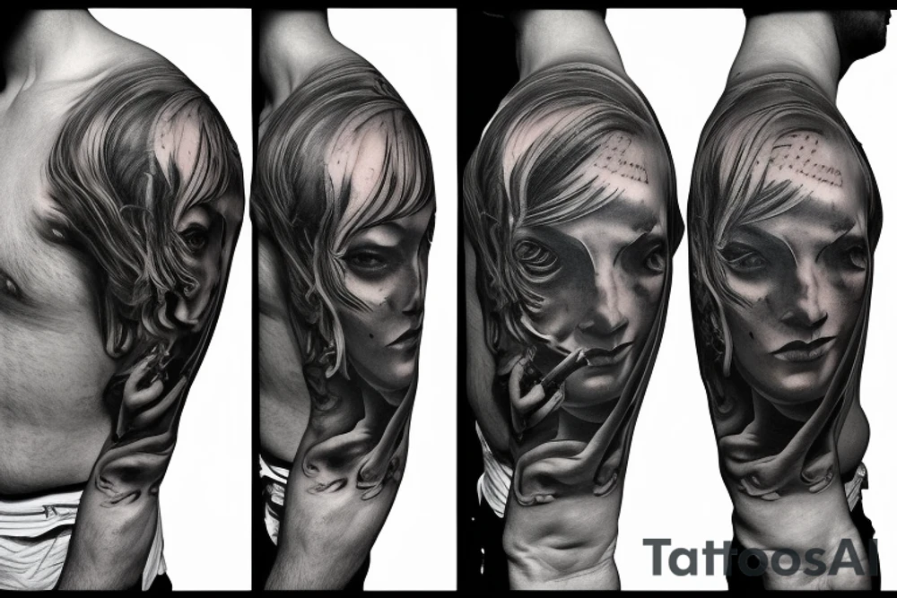 Realism tattoo for the shoulder. Renaissance, Dark, Religion, Evil. tattoo idea