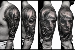 Realism tattoo for the shoulder. Renaissance, Dark, Religion, Evil. tattoo idea