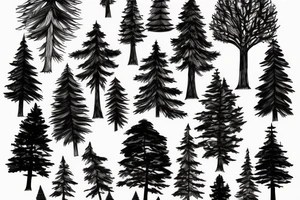 Pine trees bears rivers winter tattoo idea