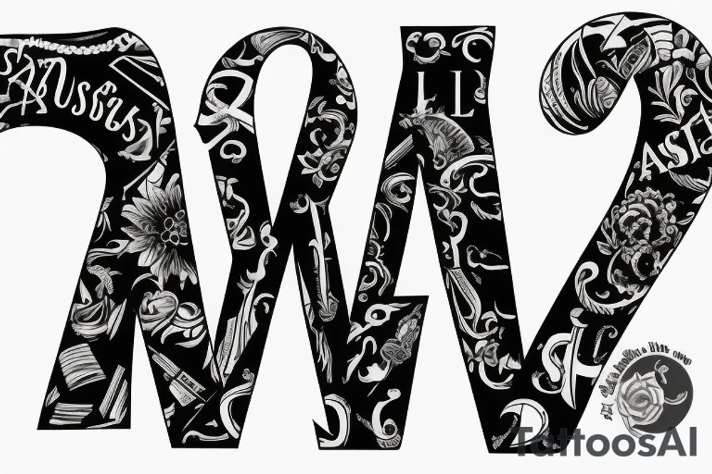 A fusion of this letters: L, A, S, R tattoo idea