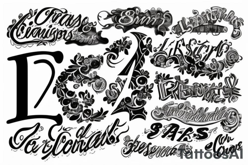 Letters L R A S combined tattoo idea