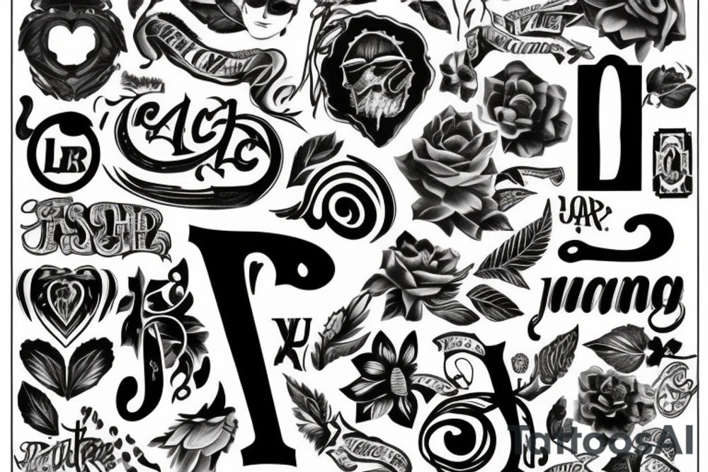 Letters L R A S combined tattoo idea