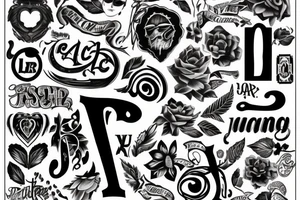 Letters L R A S combined tattoo idea