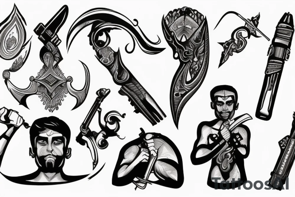 Amit holding a weapon tattoo idea