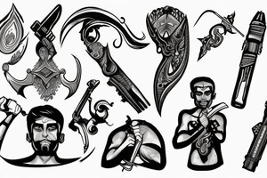 Amit holding a weapon tattoo idea
