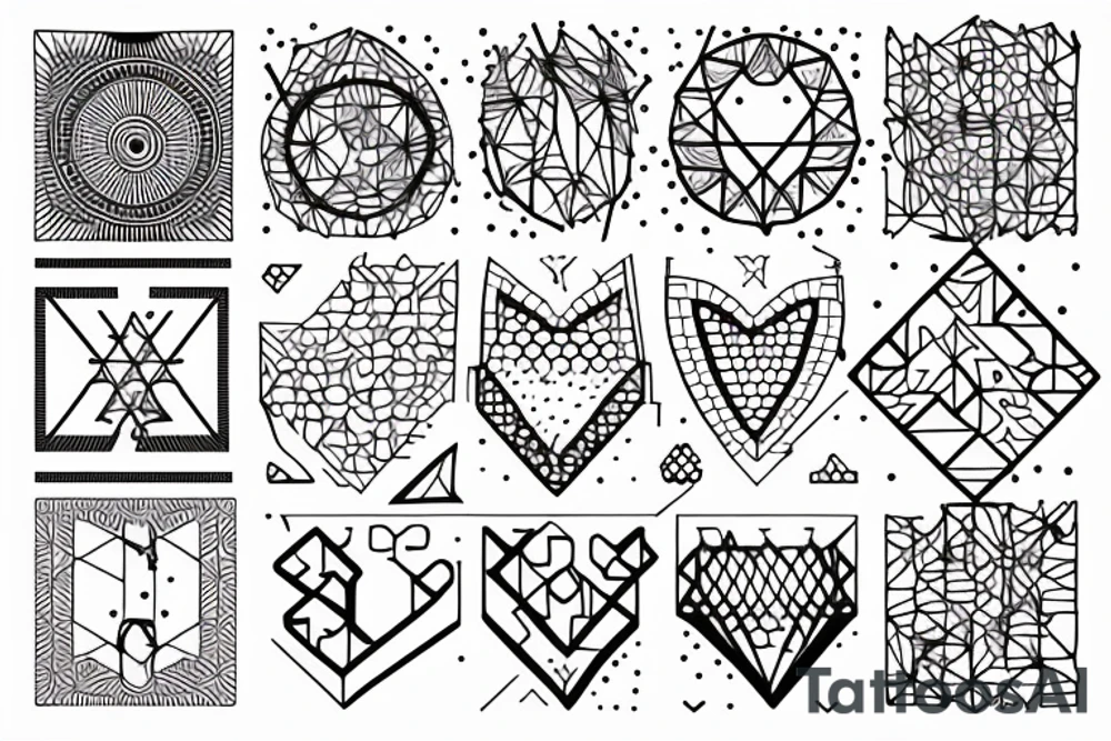 Geometric dot art line and dots tattoo idea