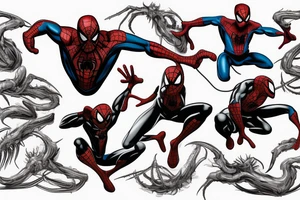 Spider-Man fighting venom tattoo idea