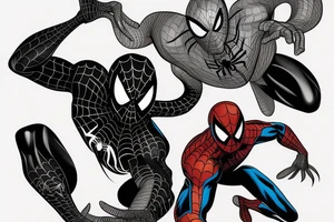 Spider-Man fighting venom tattoo idea