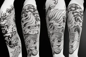 A mermaid but with the tail of a water dragon with Japanese elements tattoo idea