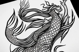 A mermaid but with the tail of a water dragon minimalist for women tattoo idea