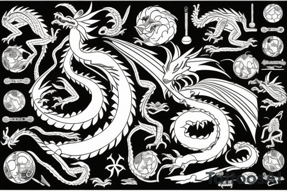 Libra scales with dragon wrapped around it tattoo idea