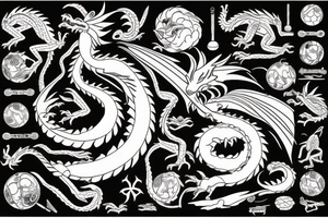 Libra scales with dragon wrapped around it tattoo idea