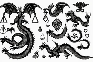 Dragon with libra scales of justice tattoo idea
