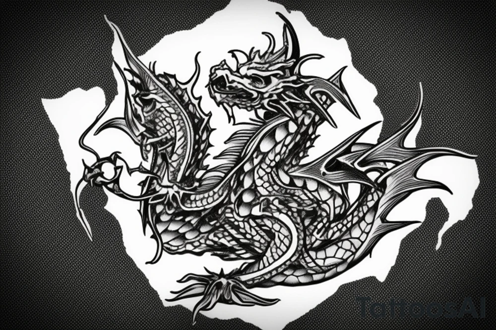 Dragon with libra scales of justice tattoo idea
