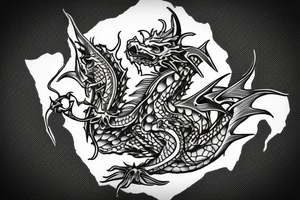 Dragon with libra scales of justice tattoo idea