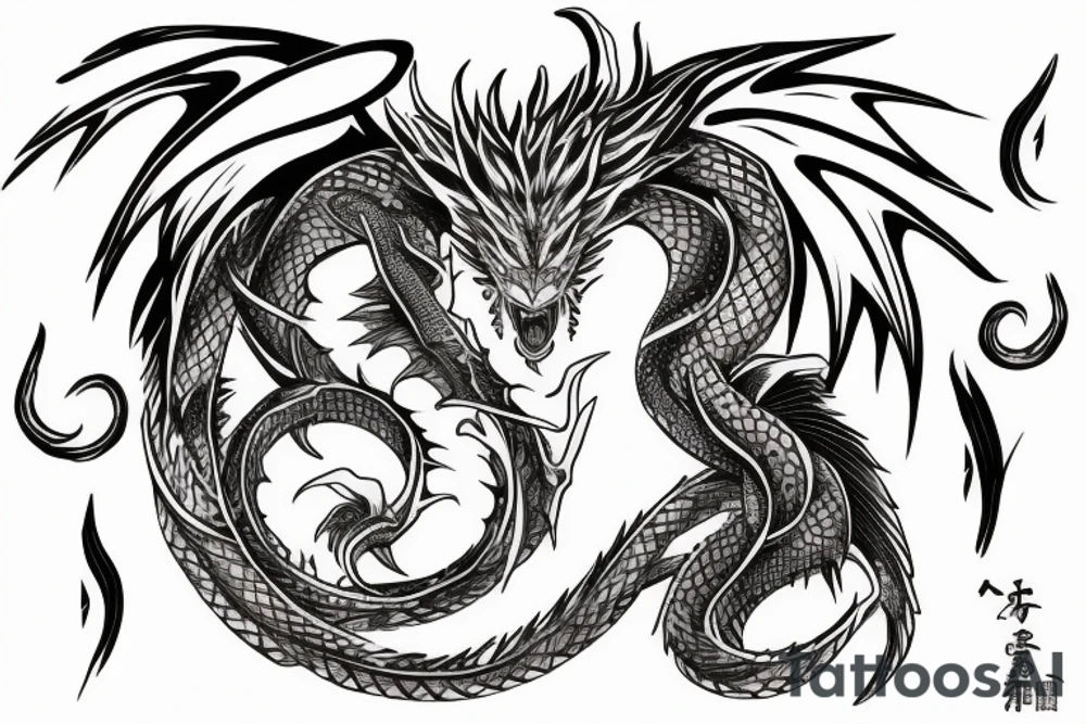 Anime Dragon wrapped around libra scales of justice tattoo idea