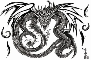 Anime Dragon wrapped around libra scales of justice tattoo idea