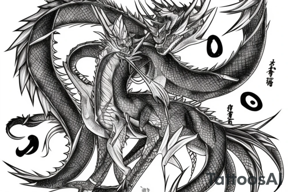 Anime Dragon wrapped around libra scales tattoo idea