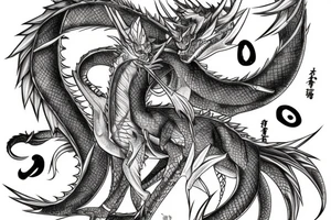 Anime Dragon wrapped around libra scales tattoo idea