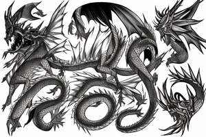 Anime Dragon wrapped around libra scales tattoo idea