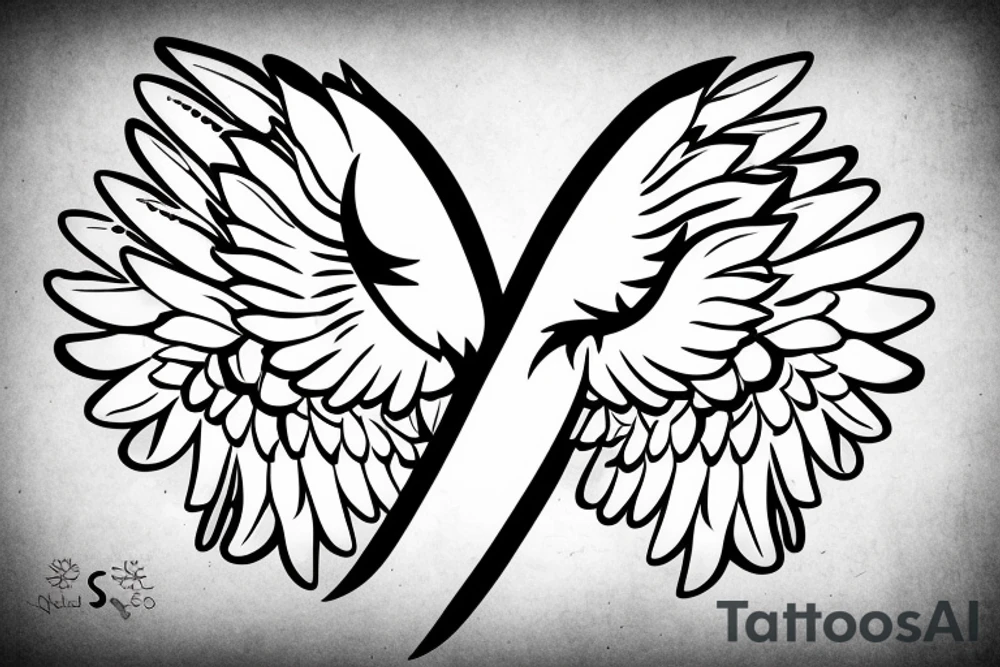heart with angel wings and an S in the center tattoo idea