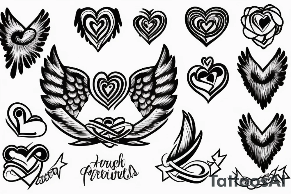 heart with angel wings and an S in the center tattoo idea