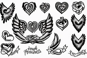 heart with angel wings and an S in the center tattoo idea