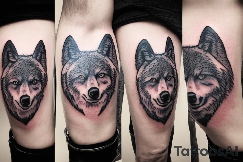 wolf pack in a forest and night sky full of stars and a bear tattoo idea