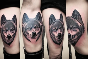 wolf pack in a forest and night sky full of stars and a bear tattoo idea