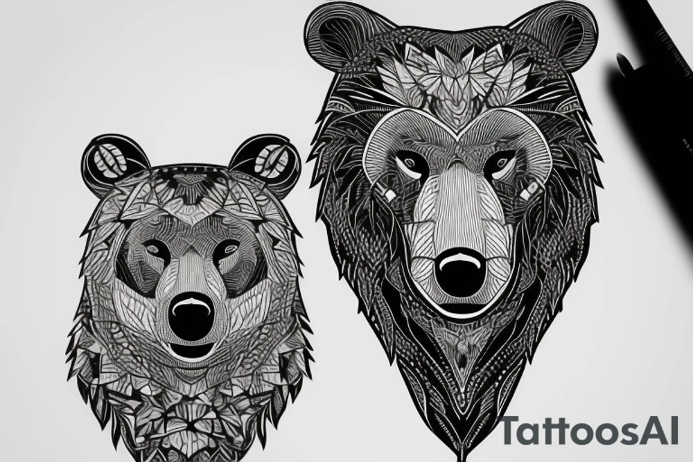 Aggressive bear tearing through skin tattoo idea