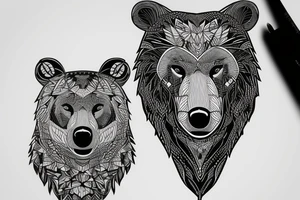 Aggressive bear tearing through skin tattoo idea
