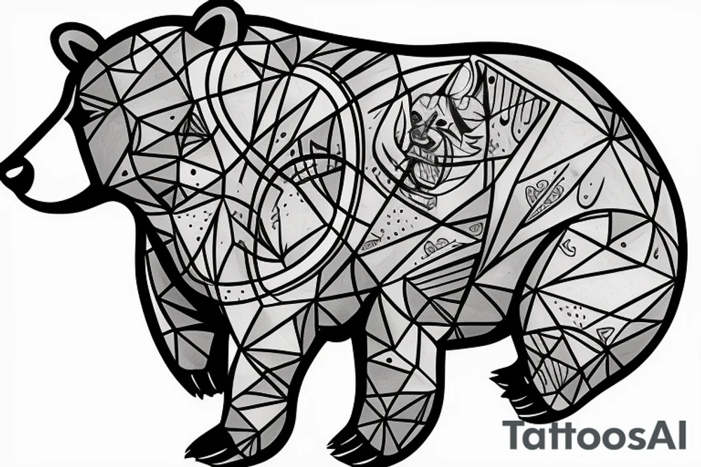 Aggressive bear tearing through skin tattoo idea