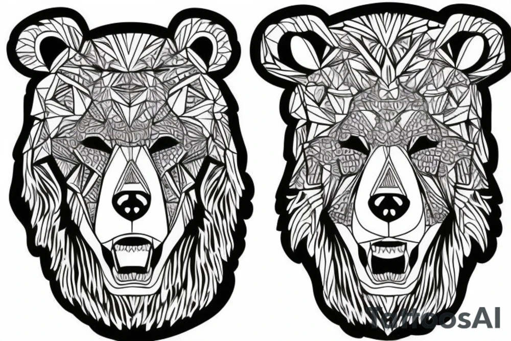 Roaring bear face tattoo idea