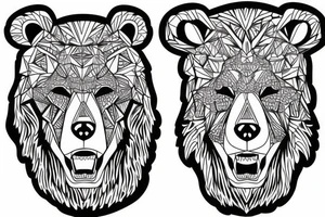 Roaring bear face tattoo idea