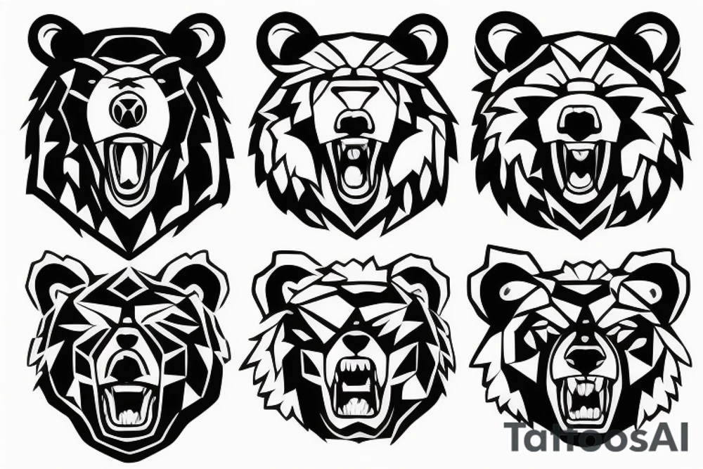 Roaring bear face tattoo idea