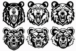 Roaring bear face tattoo idea
