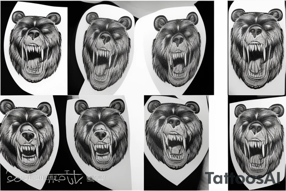 Roaring bear face tattoo idea