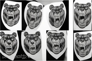Roaring bear face tattoo idea