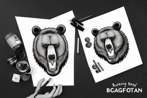 Roaring bear face tattoo idea